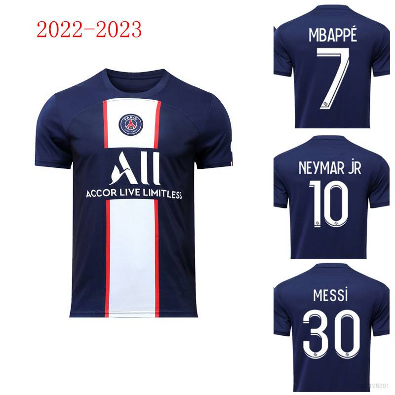 Áo thun bóng đá in hình cầu thủ messi neymar mbappe ramos paris saint-germain 2022-2023