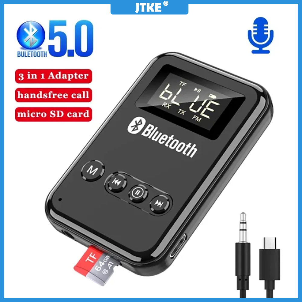Bộ thu phát âm thanh bluetooth 5.0 9 trong 1 bộ chuyển đổi âm nhạc không dây âm thanh nổi bộ phát fm giắc cắm aux 3.5mm cho xe hơi mp3 máy vi tính