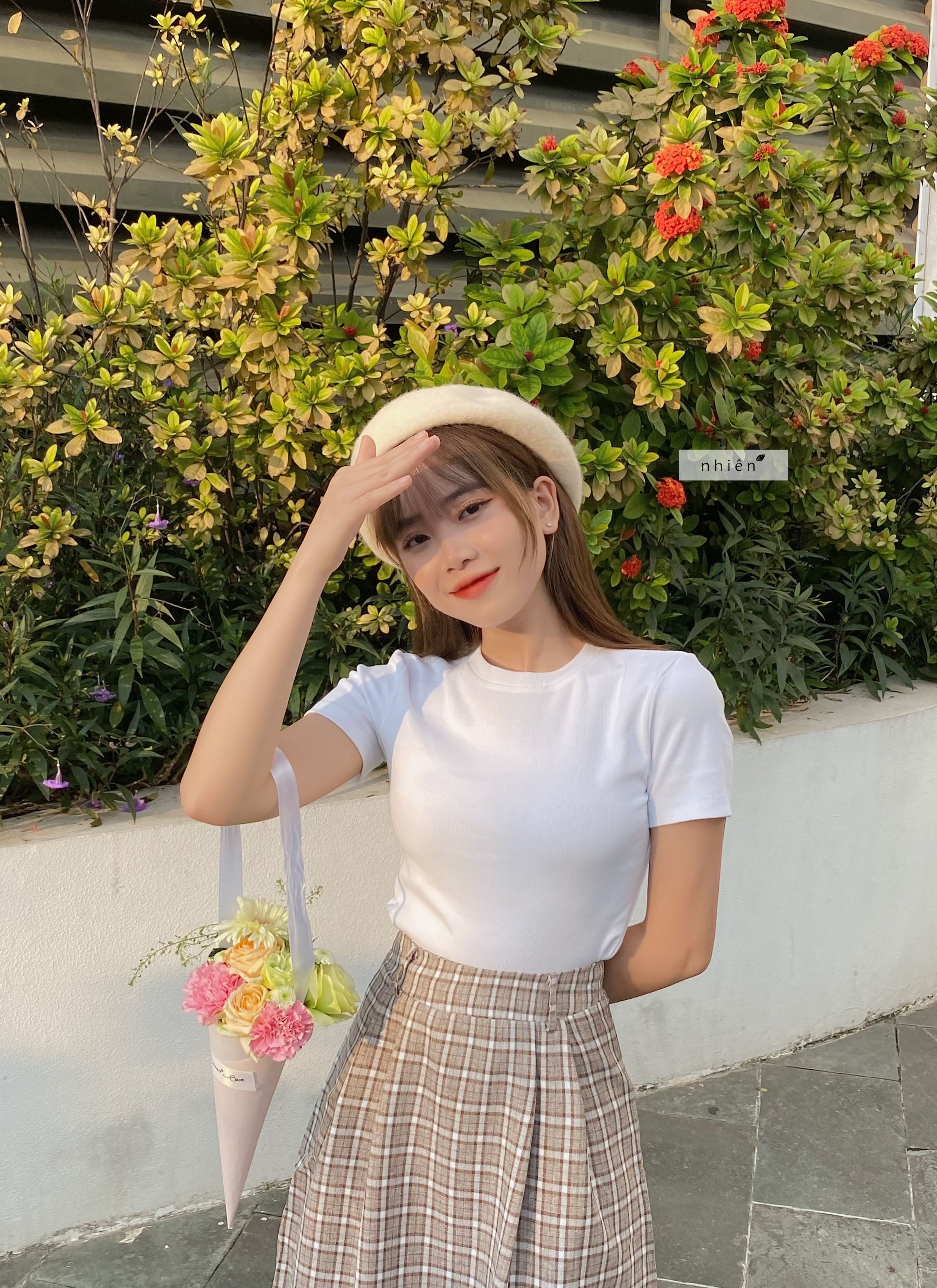 Áo thun nữ - áo thun nữ trơn tay ngắn Nhiên BT66