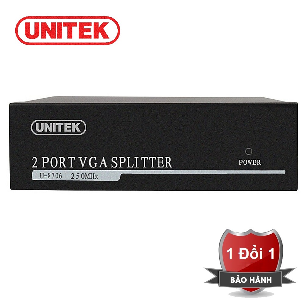 Vga splitter 1 in 2 out unitek u8706 - bộ chia vga 1 ra 2 cao cấp unitek 8706 hỗ trợ độ phân giải full hd 1080p - bộ chia vga unitek 1 vào 2 ra hỗ trợ full hd u-8706