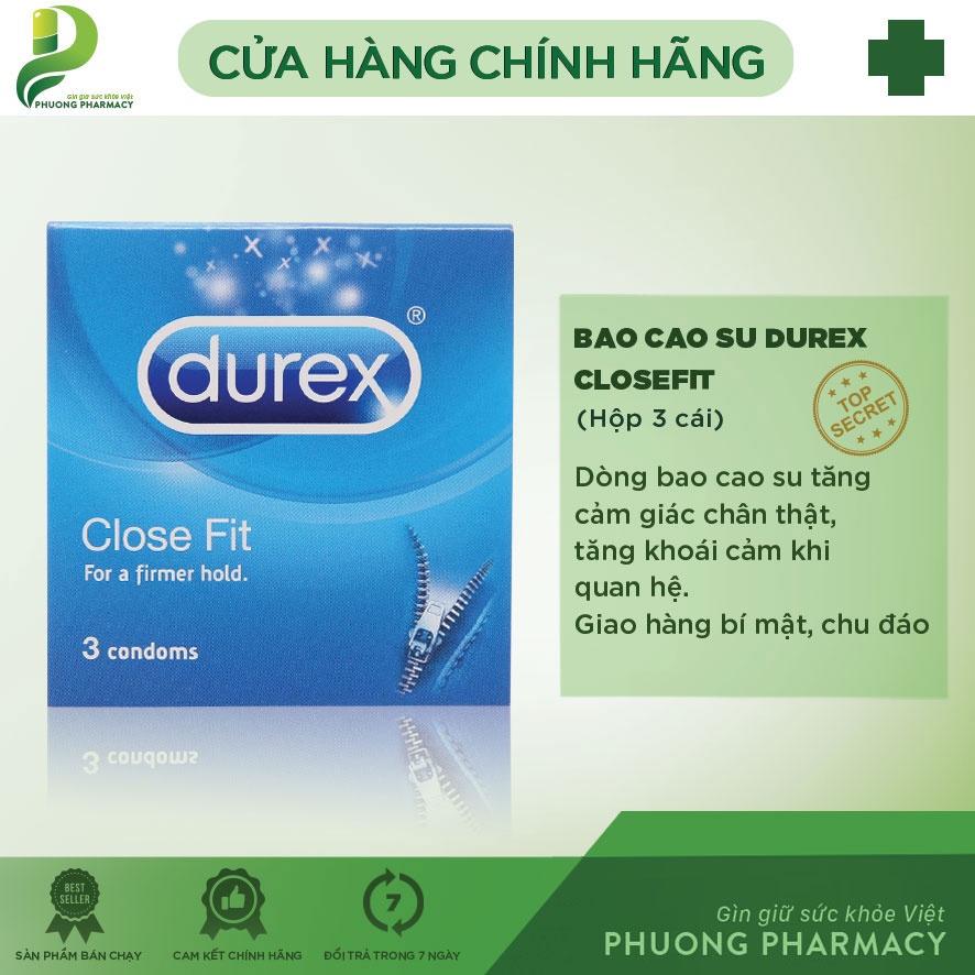 Bao cao su durex close fit hộp 3 cái p089