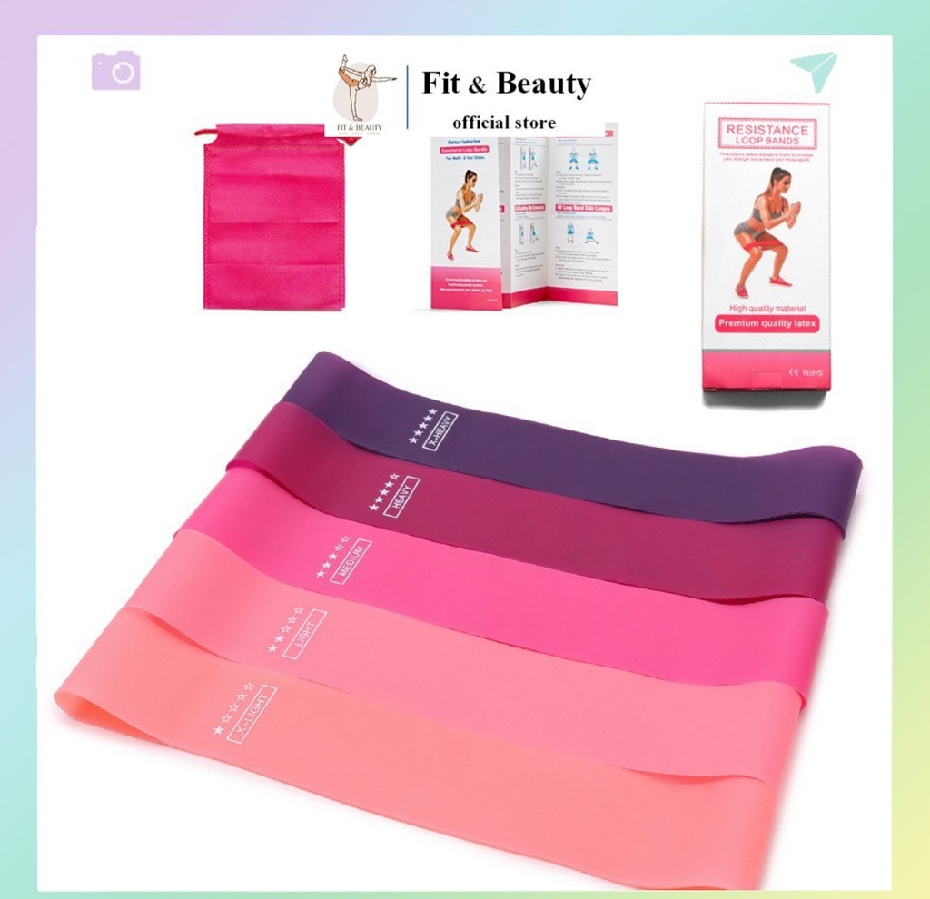 Dây kháng lực tập gym (set 4,5 dây), dây kháng lực power band đa nằng tập mông tập tay, MINIBAND