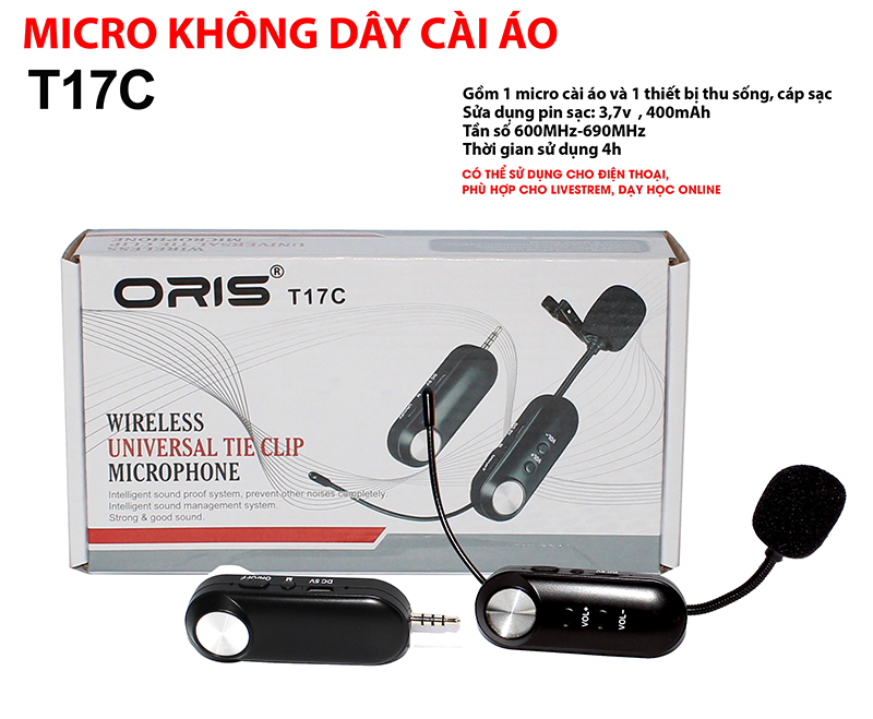 [HCM]MICRO CÀI ÁO ORIS T 17C DÙNG LIVESTREAM-VLOG-GIẢNG DẠY