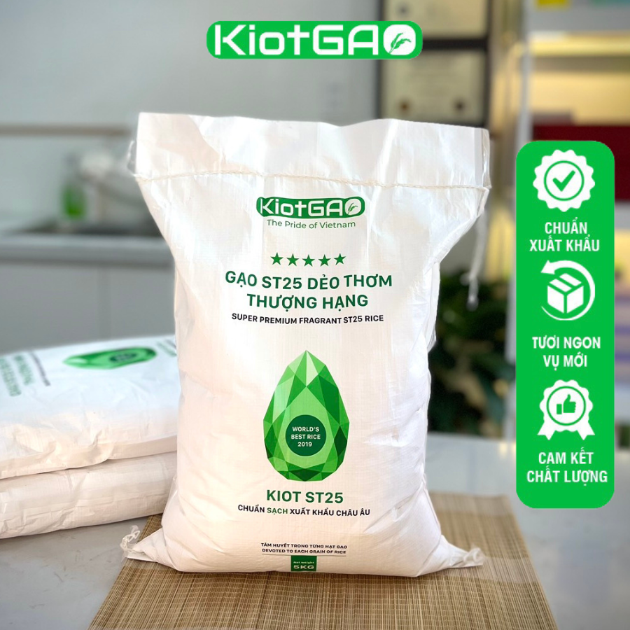 5kg gạo kiot st25 dẻo thơm thượng hạng, gạo tươi, dẻo thơm, mềm ngọt