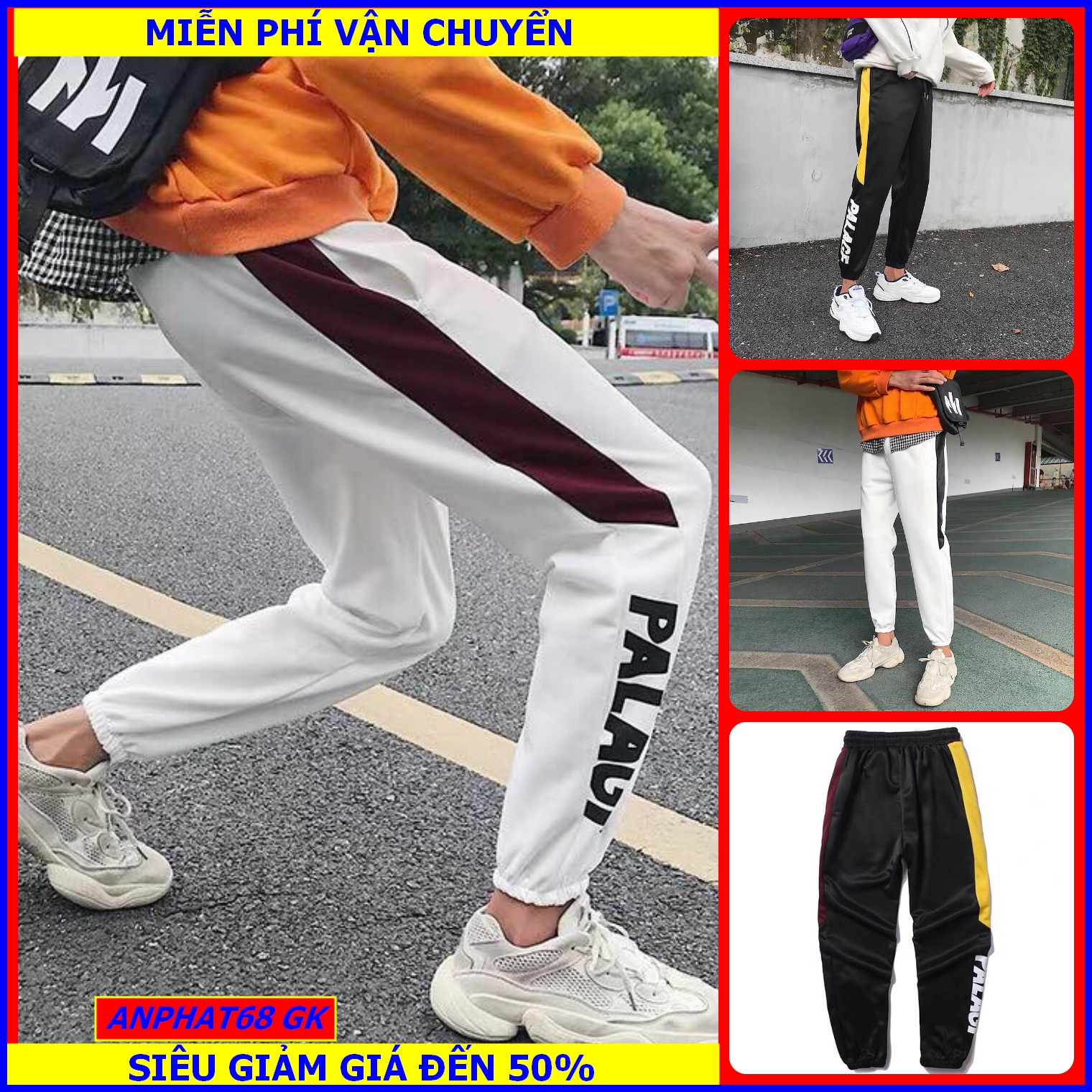 Quần jogger phối sọc viền chất thun da cá ống túm Quần jogger thời trang ANPHAT68 - GK mẫu mới kiểu hàn quốc