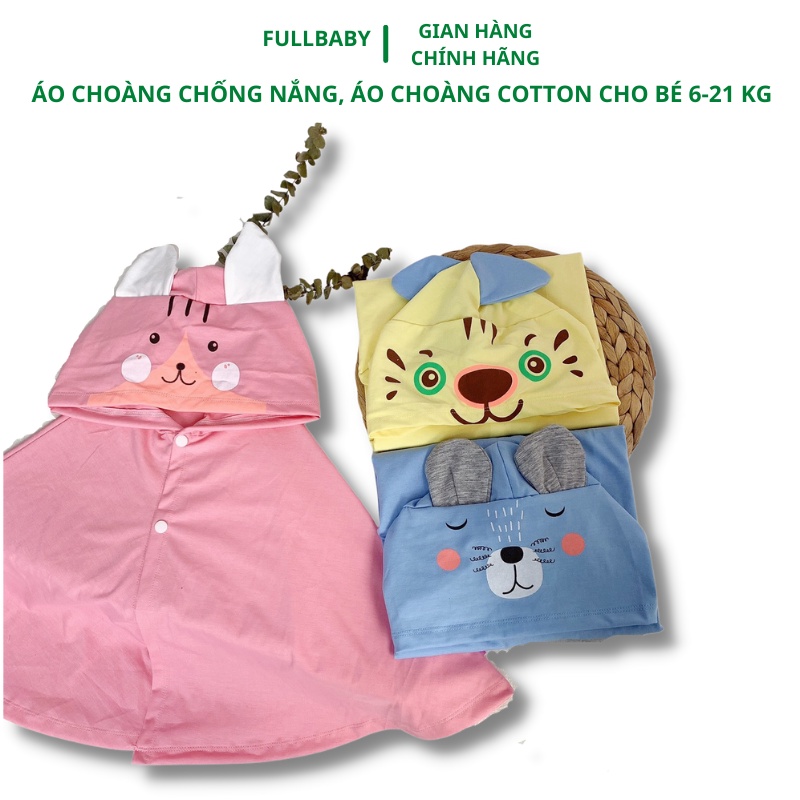 Áo choàng chống nắng, áo choàng cánh dơi cotton đa năng cho bé yêu từ 0-4 tuổi
