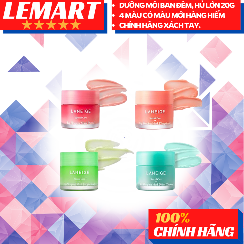 Mặt nạ ngủ dưỡng môi Laneige - Lip Sleeping mask 20G ( Mint Choco-Xanh ).  Giúp môi mềm mượt, căng mọng và đàn hồi cùng với mùi thơm nhẹ nhàng. Hàng xách tay