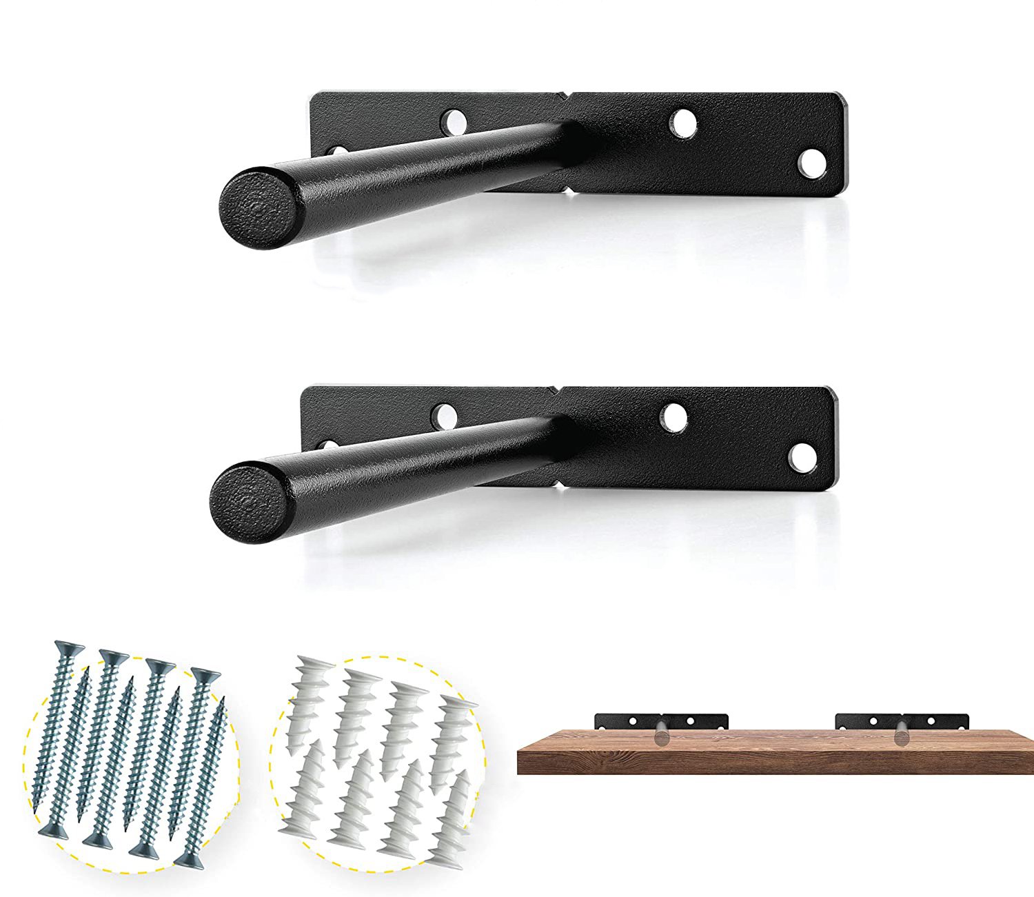 Bộ 2 chốt âm chữ T, bas âm đỡ kệ treo tường bằng thép đặc 20cm kèm phụ kiện vít tắc kê