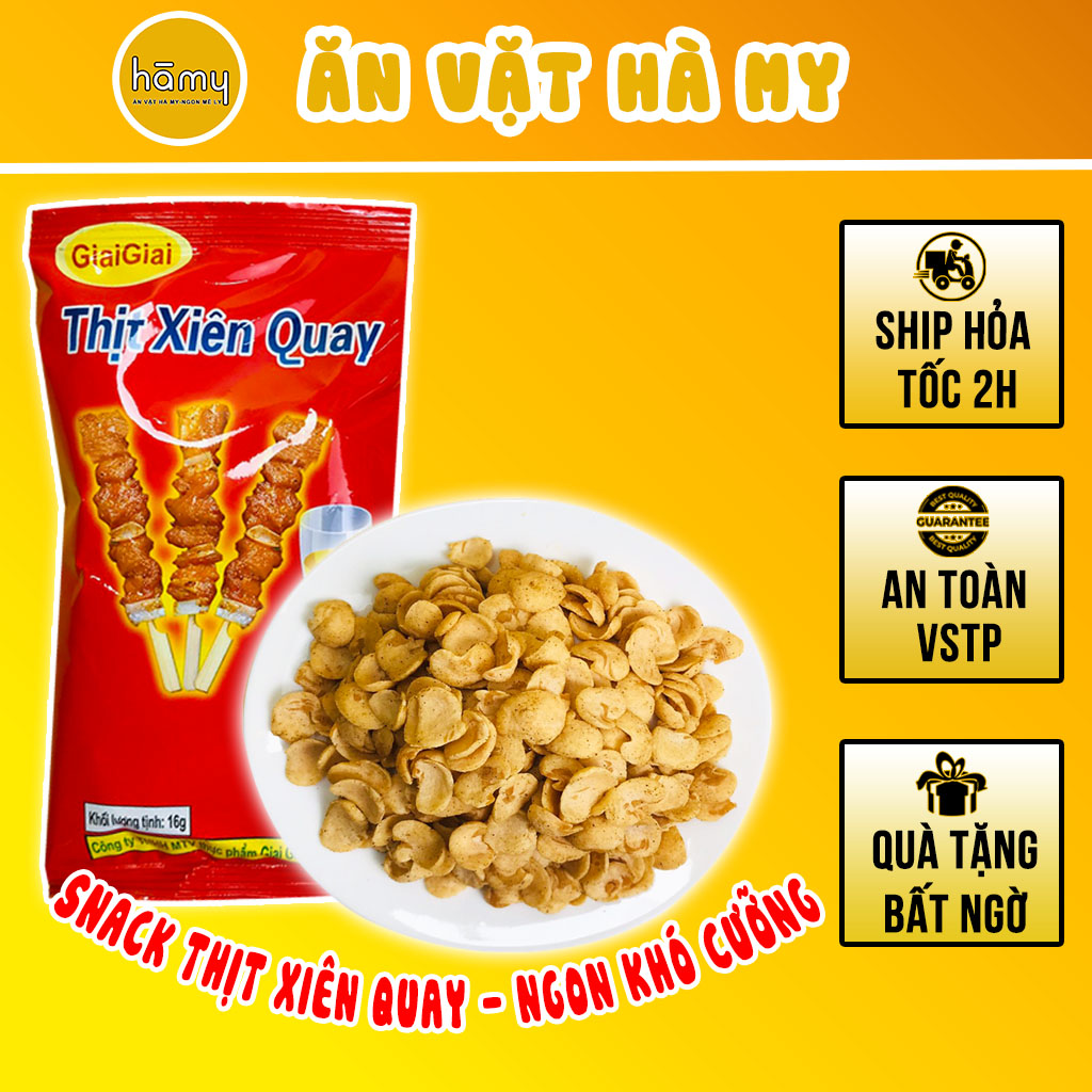Combo 10 gói Snack thịt xiên quay gói 16g đồ ăn vặt Hà My