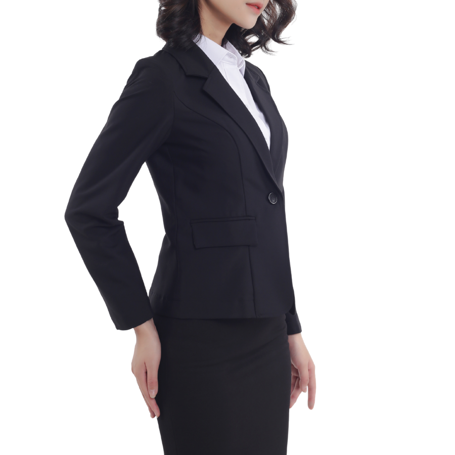 Áo vest nữ Công sở Thái Hòa V883-17-02. Áo vest nữ màu đen , 1 Lớp 1 cúc trẻ trung