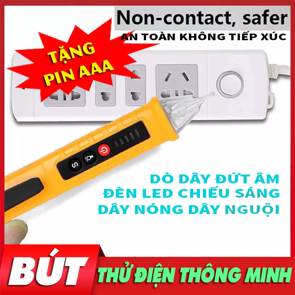 Bút Thử Điện Thông Minh MQ006, 8880 Cảm Biến Không Tiếp Xúc, Có Đèn Pin, Tự Ngắt Khi Không Sử Dụng, bút dò điện cảm ứng, bút thử điện không tiếp xúc, bút thử điện dò âm, bút thử điện dò dây đứt ngầm
