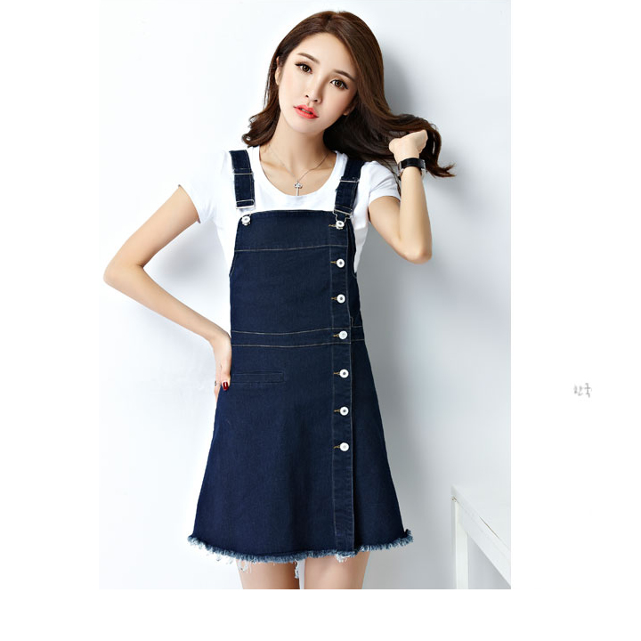 Đầm yếm jean chân váy tua rua d66262