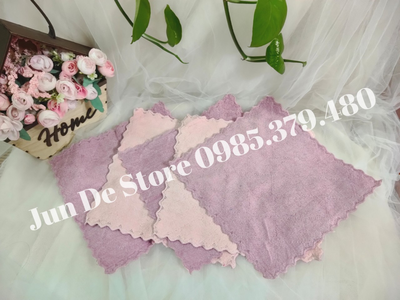 Set 5 khăn lau đa năng 25x25 cm lông cừu to, Siêu thấm hút, lau cực sạch.