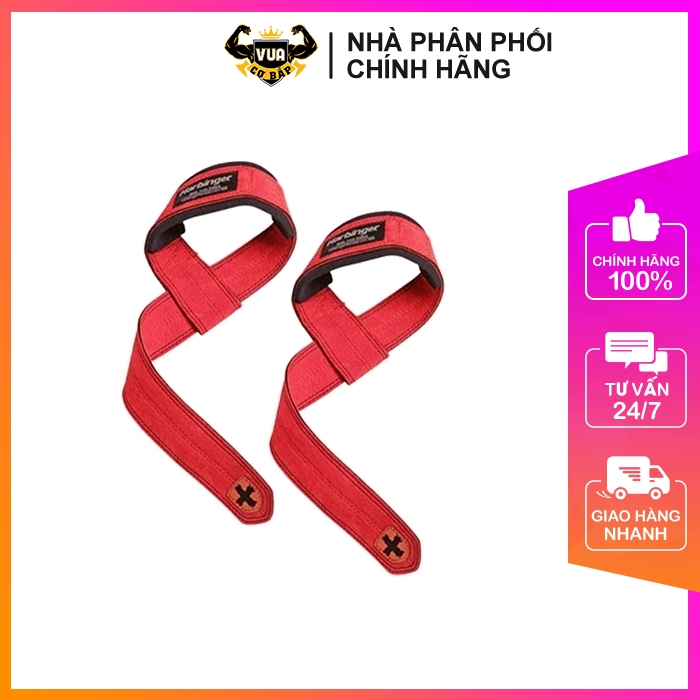 Dây kéo lưng tập gym harbinger padded leather - red