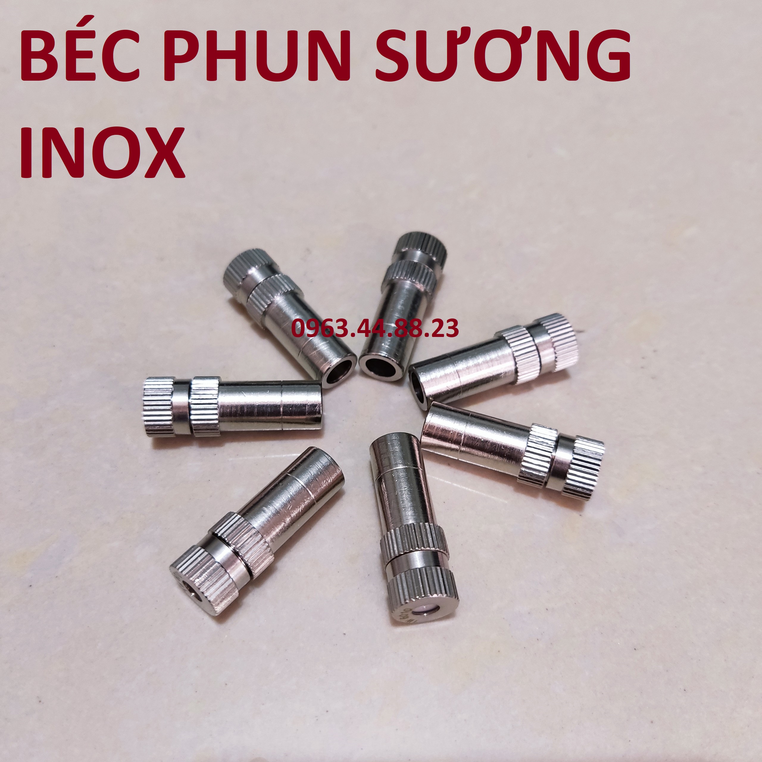 Béc phun sương inox kết nối nhanh ống 8mm | béc phun sương làm mát | đầu béc phun sương