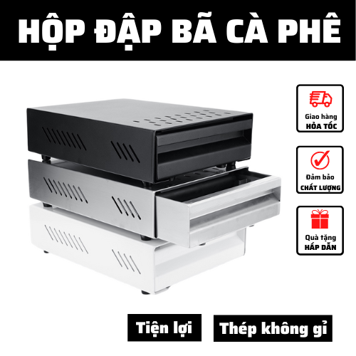 Hộp đập bã cà phê inox Dụng cụ pha chế cafe espresso tiện lợi ngăn kéo thép không gỉ tiện lợi xếp gọn dưới gầm máy pha