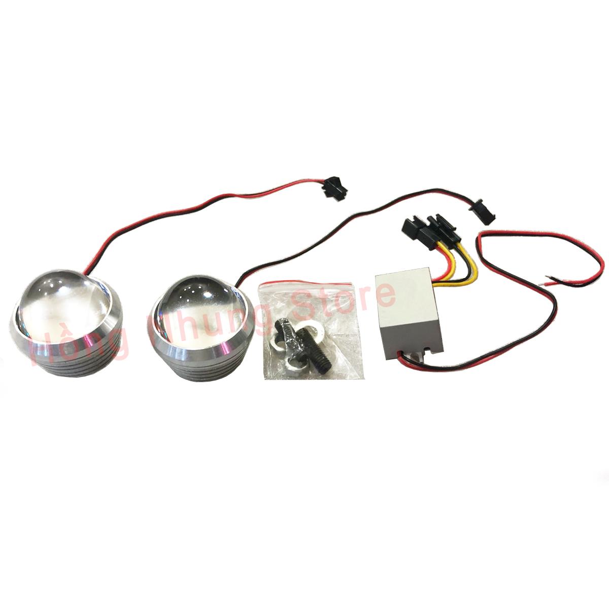 Bộ 2 đèn chớp trâu các màu 4cm  12V-24V, chất liệu nhôm + thấu kính, dễ dàng lắp đặt và sử dụng