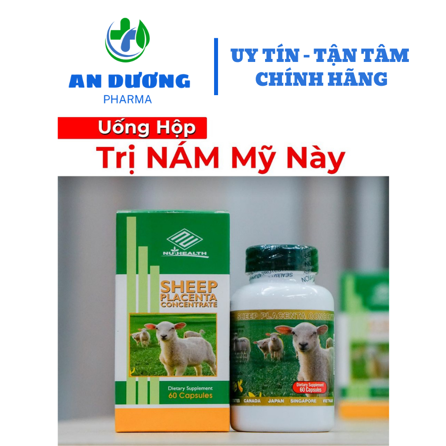 Viên Uống Nhau Thai Cừu Xóa Nám Trắng Da Sheep Placenta Concentrate Nuhealth của Mỹ