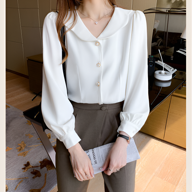 jieping Women's longsleeved blouse with doll collar