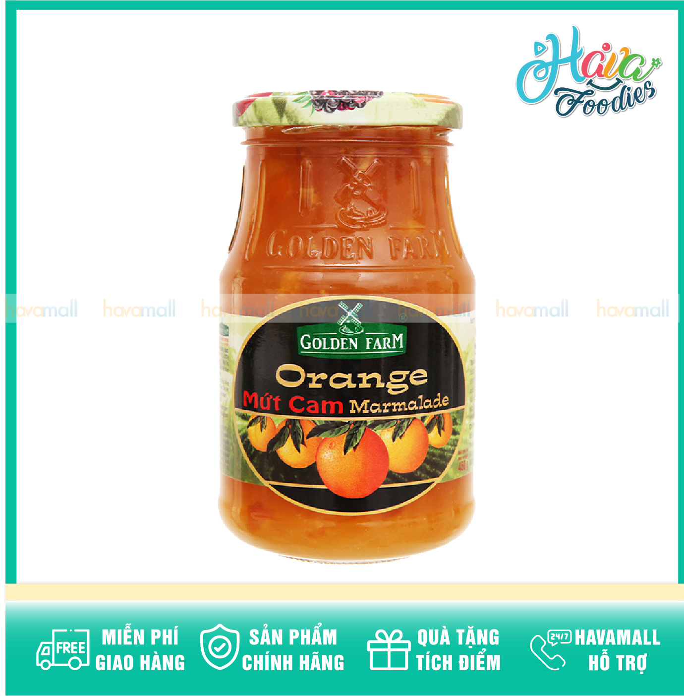Sỉ - Thùng 6 Lọ Mứt Cam Thuỷ Tinh Cao Cấp Golden Farm - Orange Jam
