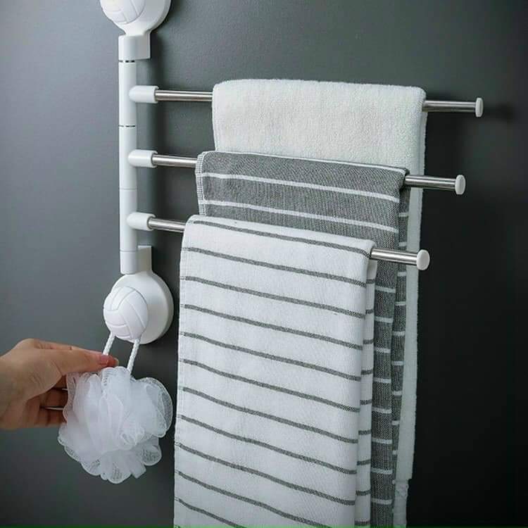 Giá Treo Khăn 3 Thanh Inox Xoay 180 Độ Dán Tường Cho Nhà Tắm