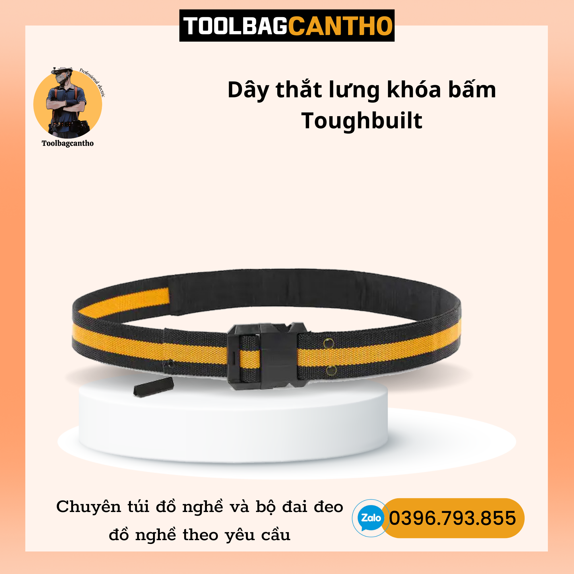 Dây thắt lưng khóa bấm Toughbuilt TB-CT-42 bản 5 cm