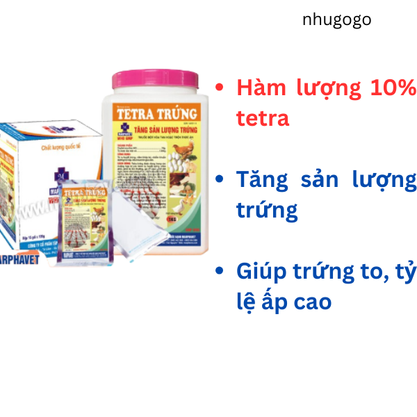 Tetra trứng qui cách 1kg (hàm lượng cao) giúp vật nuôi đẻ trứng nhiều