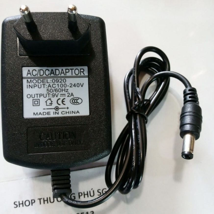 Adapter DC 9V - 2A (Đầu lớn - Chân cắm 5.5mm X 2.1 -- 2.5mm)