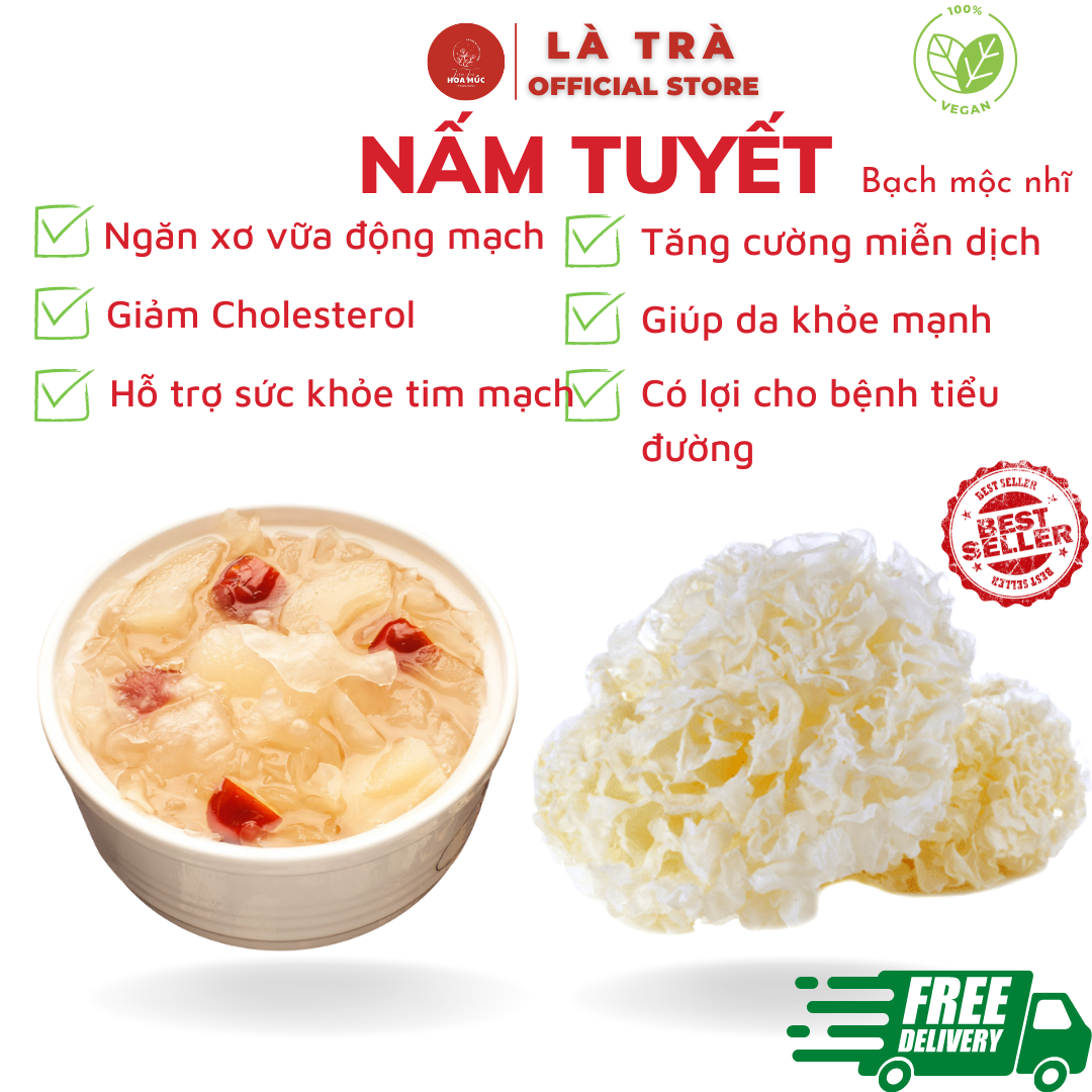 500gr nấm tuyết trắng đẹp loại 1 nguyên bánh khô sạch freeship bạch mộc nhĩ nấu chè dưỡng nhan là trà