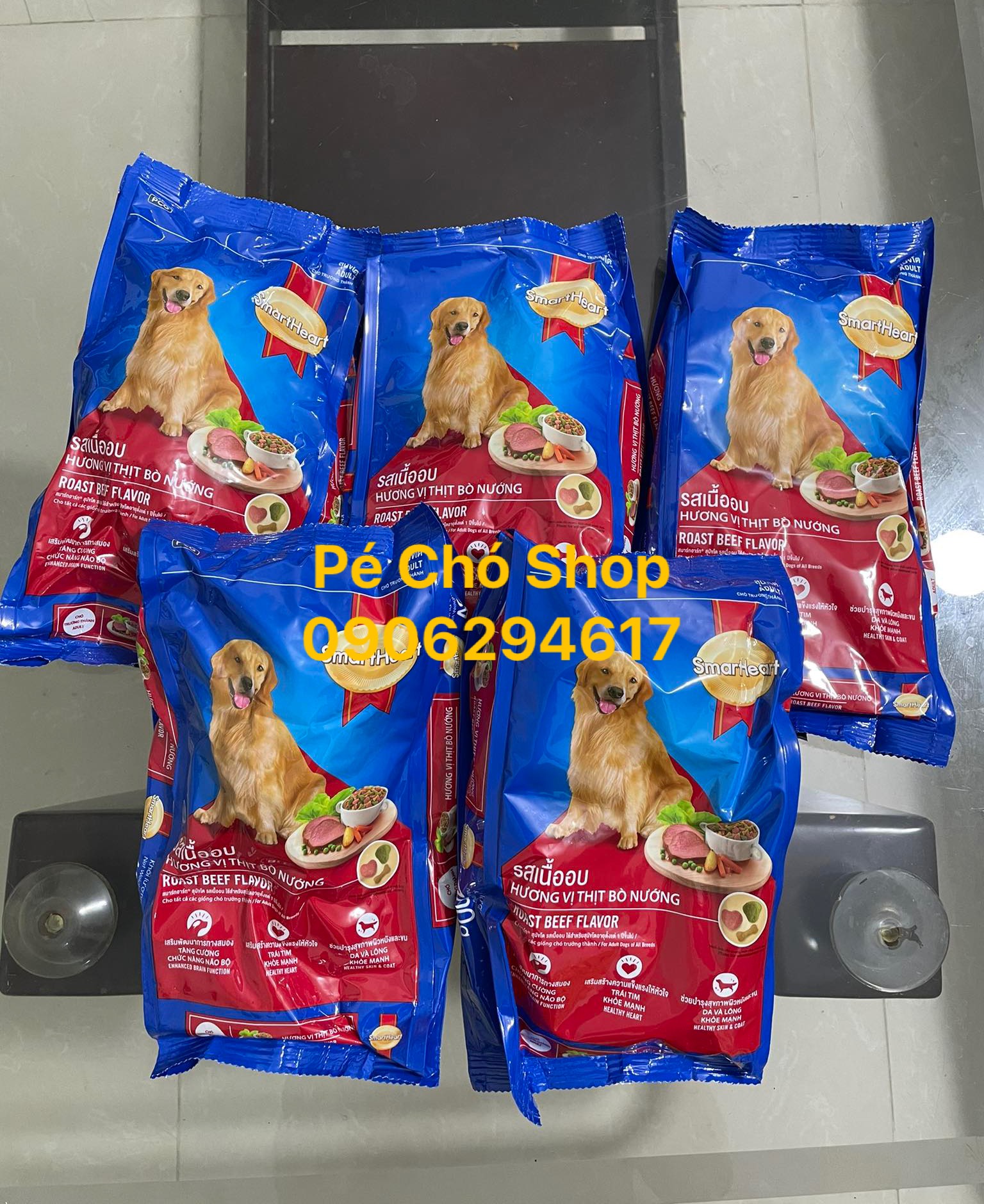 [HCM]Combo 5 goi Thức ăn cho chó trưởng thành hiệu SmartHeart Adult 400g/gói