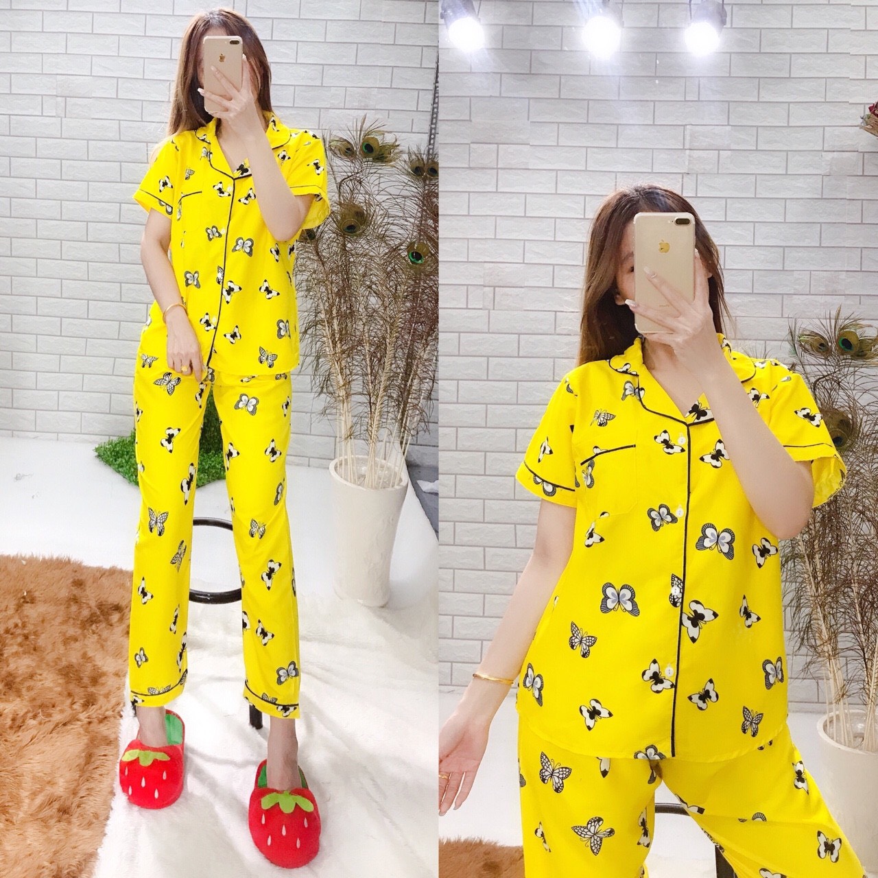 Bộ pijama kate thái loại 1 quần dài - ảnh thật- 40 đến 62kg