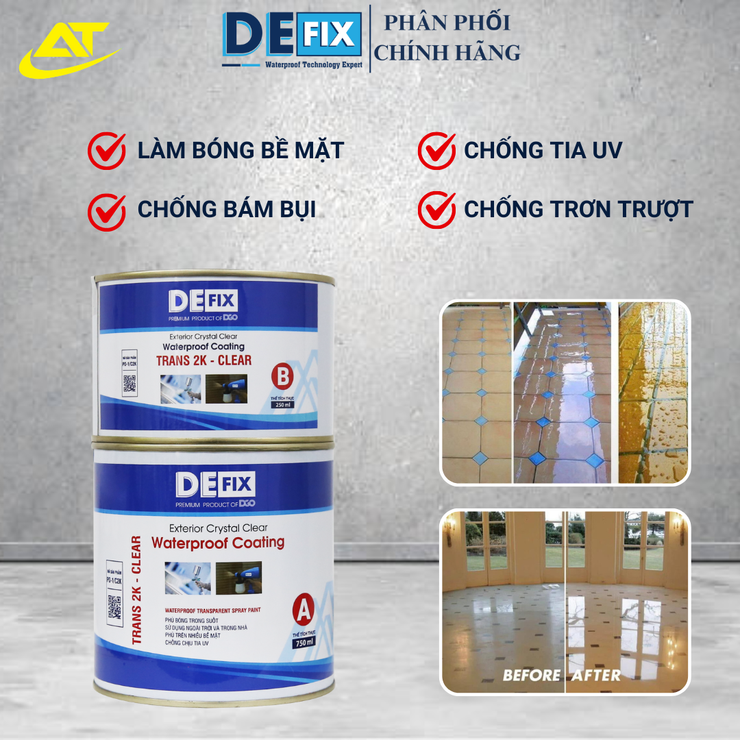 Sơn phủ bóng 2 thành phần - Chất phủ bóng ngoài trời cho sàn, tường đứng #Bộ 1Lít