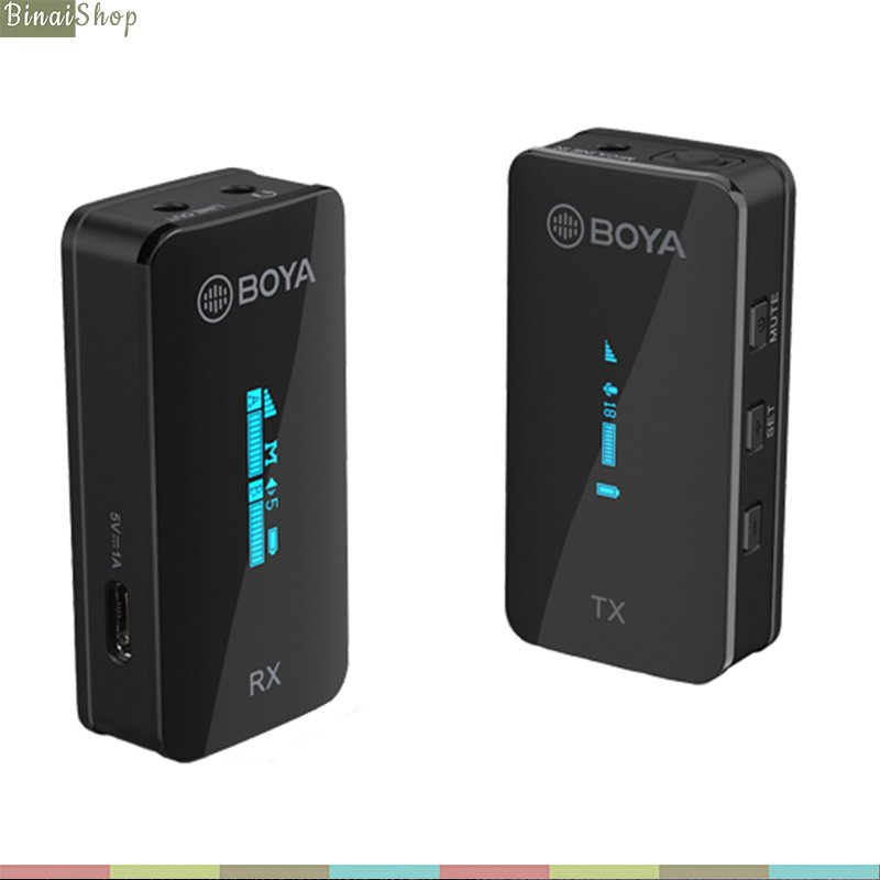 Boya by-xm6-s1/k1/k2 - micro cài áo không dây 2.4ghz, phạm vi 100m, màn hình oled dành cho smartphone, laptop, máy ảnh, máy quay