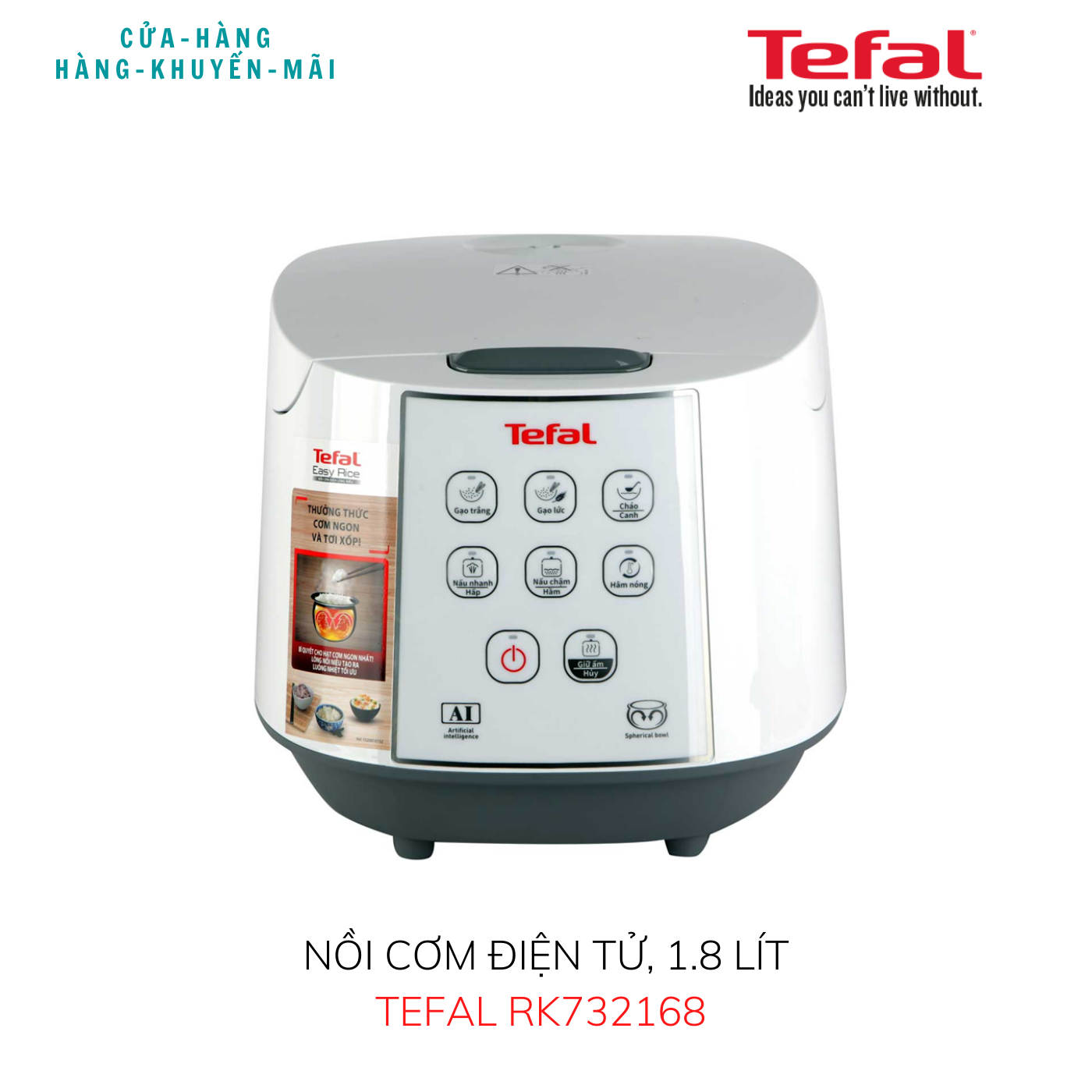 Nồi Cơm Điện Tử Tefal RK732168 1.8Lít 750W - Lòng Nồi NIÊU - Hàng Chính Hãng, Bảo Hành 2 Năm