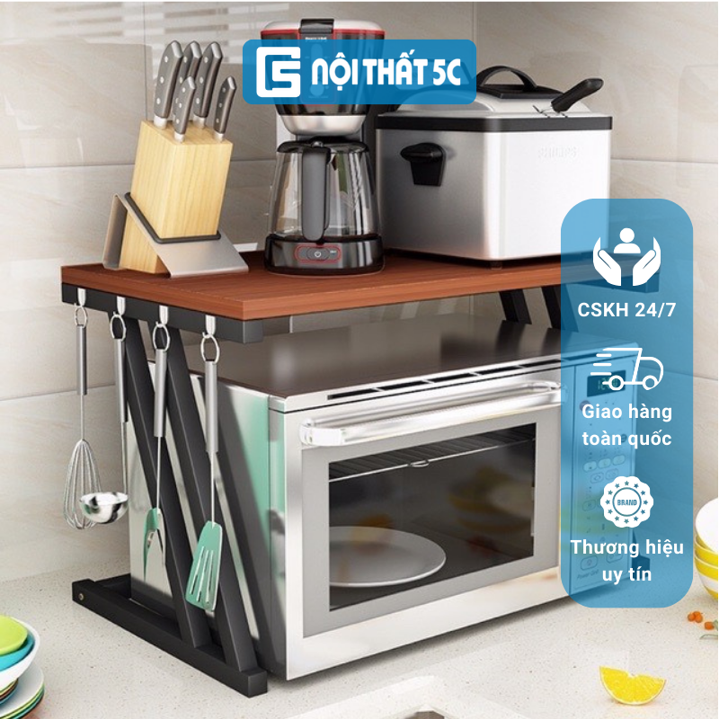 Kệ lò vi sóng, kệ bếp mini 1 tầng kiểu chữ Z kích thước 60*40cm