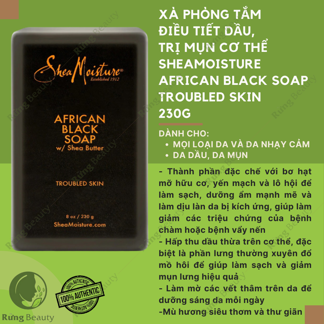 XÀ PHÒNG TẮM SẠCH MỤN LƯNG SHEAMOISTURE AFRICAN BLACK SOAP #TROUBLE_SKIN