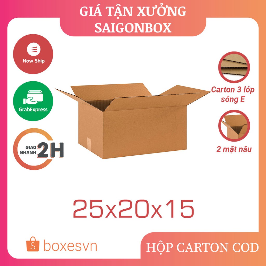 [GIÁ TẬN XƯỞNG] Combo 20 thùng hộp giấy carton size 25x20x15 cm đóng gói hàng hóa