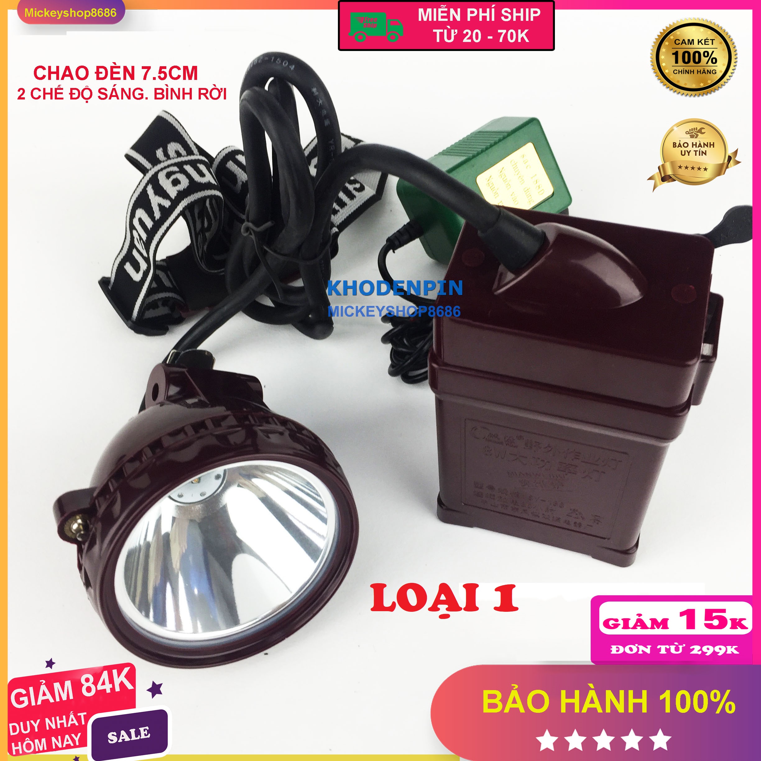 (HÀNG CHUẨN) Đèn đội đầu 188A cao cấp chống nước có nạp ắc quy acquy đi kèm siêu sáng vàng hoặc trắng