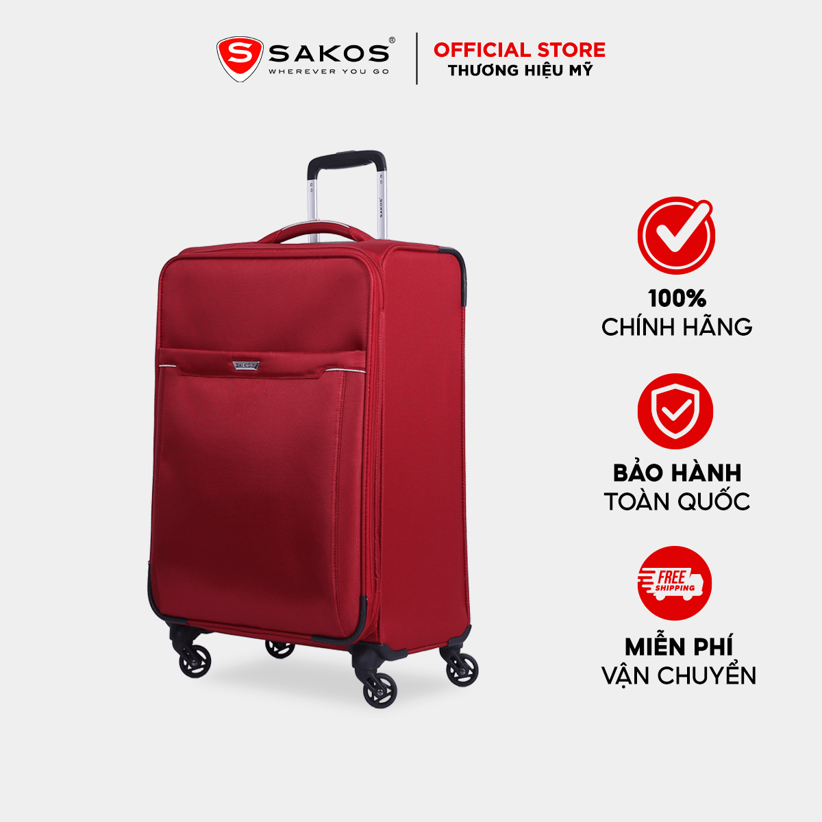 Vali vải du lịch cao cấp SAKOS STARLINE size Cabin, Xách Tay - Thiết kế cổ điển, Tính năng ưu việt, Nội thất sang trọng, Bảo hành 10 năm.