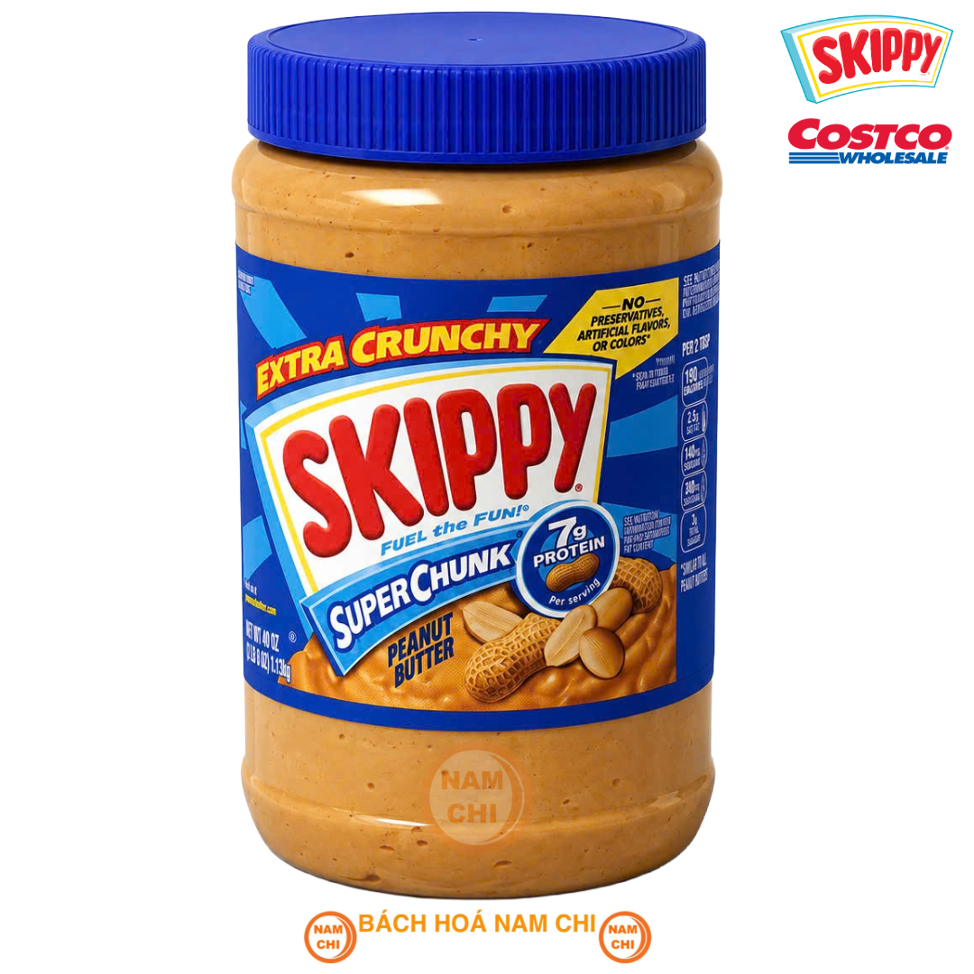 Bơ đậu phộng nguyên hạt skippy superchunk 1.36kg - nhập khẩu mỹ