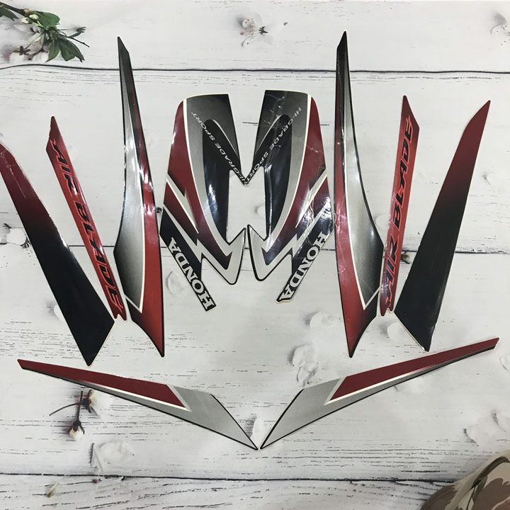 Trọn bộ tem dán xe Airblade 2008 - 2009 màu ĐỎ XÁM , ĐỎ ĐEN , NÂU XÁM decal tem dán trang trí xe