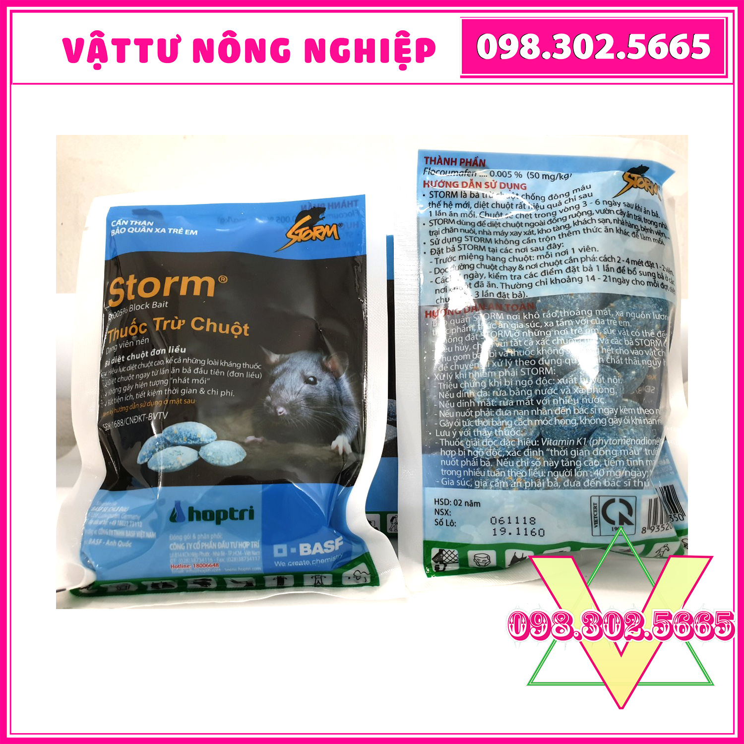[Siêu Sale] Thuốc diệt chuột thế hệ mới Storm (kẹo chuột tác dụng mạnh) gói 20 viên