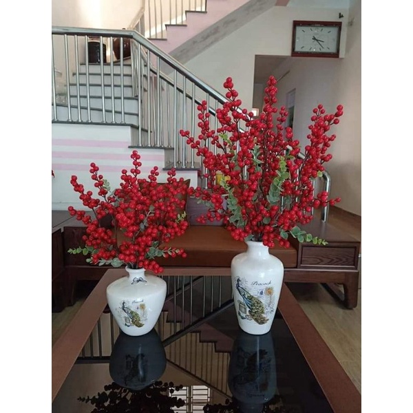 Cành hoa giả đào đông, càn 12 nhán, nhánh 12 trái