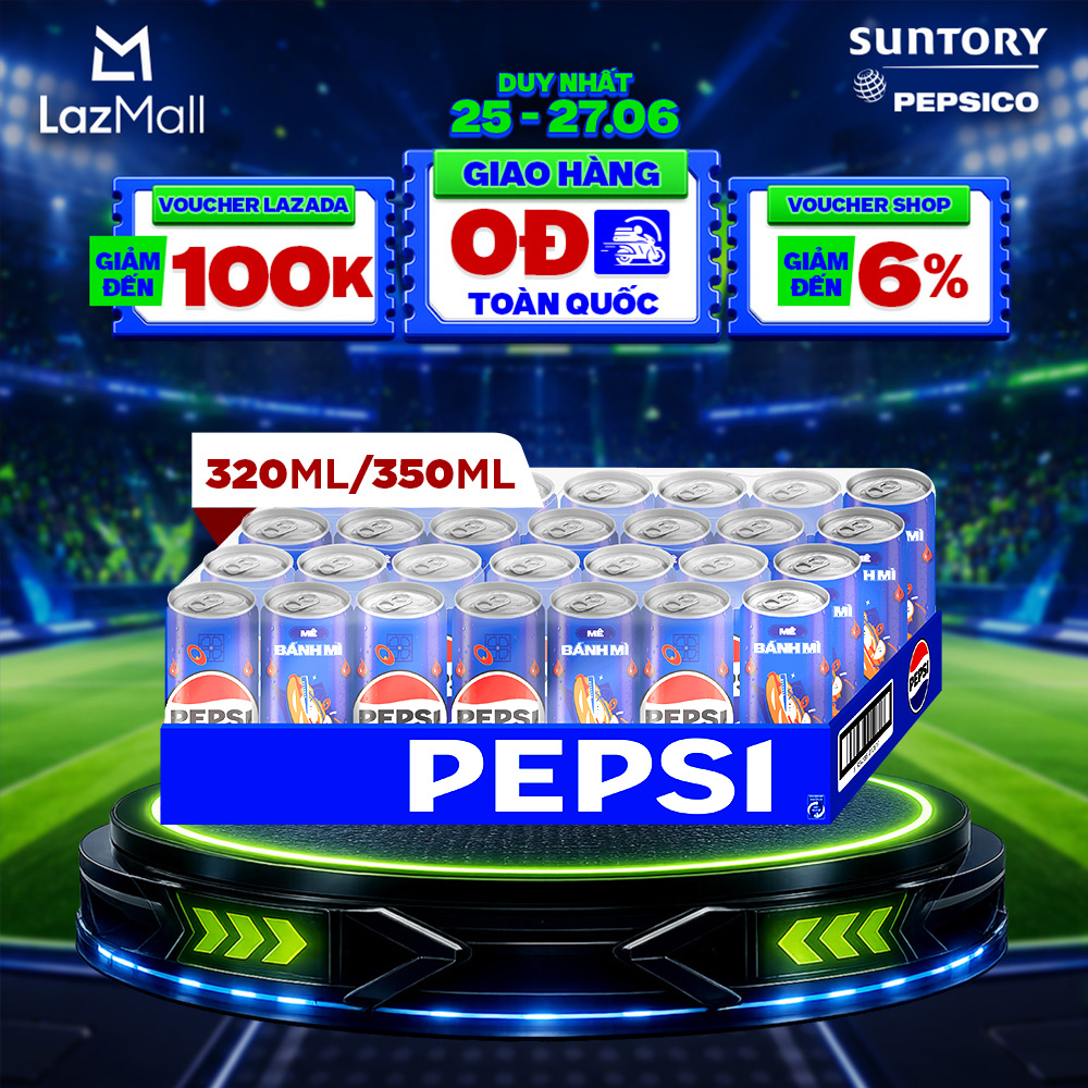 [SALE 15.6] Thùng Nước Ngọt Giải Khát Có Gaz Pepsi (320ml/lon hoặc 350ml/lon)