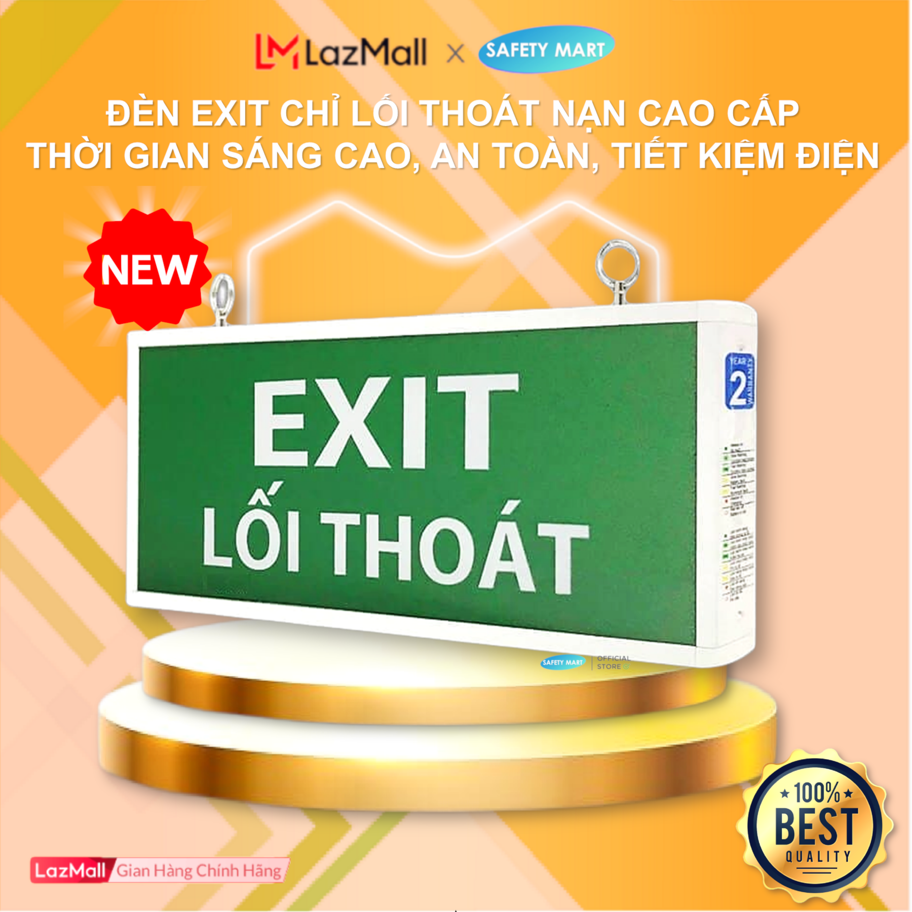 Bộ đèn exit chỉ dẫn thoát hiểm Vinfire lighting một mặt / hai mặt thời gian chiếu sáng trên 2 giờ, Đèn thoát hiểm khi xảy ra sự cố mất điện, cháy, nổ ...chất liệu an toàn không độc hại - Hàng Chính Hãng SafeMall