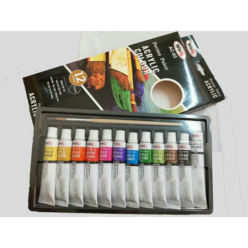 Màu acrylic 12 màu winq ac03 vẽ trên mọi chất liệu