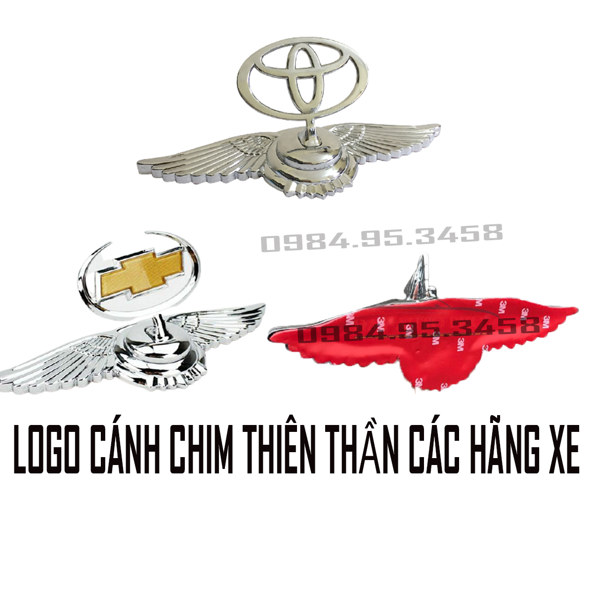 Trang trí xe ô tô huy hiệu logo capo dán bên ngoài xe mạ crom đôi cánh thiên thần
