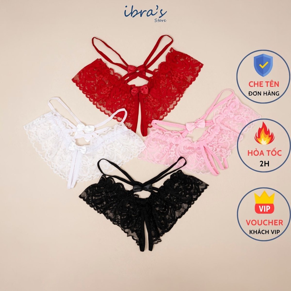 [Nhập mã LAZFASHION11 - giảm 15%, tối đa 40k/249k]-Quần lót ren xẻ đáy phối dây siêu đẹp, Quần lót nữ xẻ đáy IBRA'S STORE #ib043