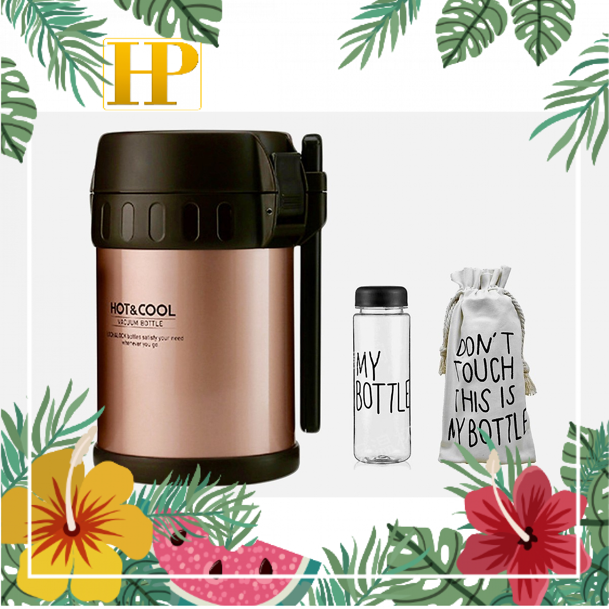 Bộ Hộp Cơm Giữ Nhiệt Lock&Lock LHC6170FU (1.8L) Kèm Bộ Bình Đựng Nước My Bottle - Vàng Hồng