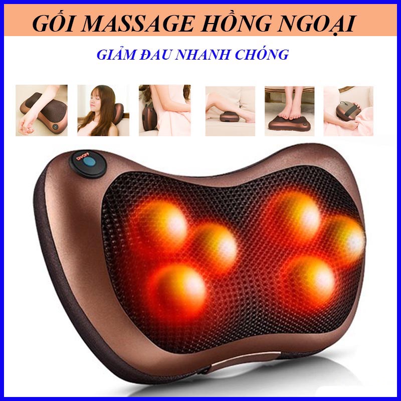 Gối massage cổ vai gáy 8 bi cao cấp bảo hành 24 tháng